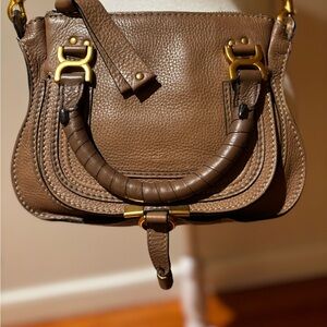 Chloe Tan Leather Crossbody Bag with Gold Accents